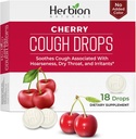 HerBION Naturals Cough Drops, תוספת תזונתית, Soothes Cough, עבור מבוגרים וילדים מעל 6 שנים, No artificial Flavor, No added Color (18 Count (Pack of 1), צ'רי)
