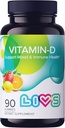 LIVS ויטמין D3 Gummies 2000 IU עבור נשים וגברים - ויטמין D3 טבעוני תוספת עבור העצם, שיניים ו- Immune תמיכה - ויטמין D חניכיים עם לימון טבעי ברי & org פלמור - 90 Ct Ct