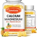 Calcium Gummies for Women Men, Calcium Magnesium Zinc עם ויטמין D3 & K2, Calcium Magnesium תוסף עבור שרירי B0nes, Pineapple & מנגו פלמור - הרוזן 120