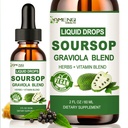 Soursop Graviola נוזל טיפות, אורגני Soursop Leave לחלץ w /Sea Moss, Elderberry ויטמין C ו Zinc, 16-in-1 Soursop bitters עבור תמיכה תאים, אנטי-חמצן ותמיכה Immune 2 Fl / Oz