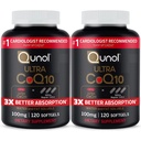 Qunol Ultra CoQ10 100 מ"ג, 3x Better Absorption, מים פטנט ושומן Soluble Natural תוסף של Coenzyme Q10, Antioxidant לבריאות הלב, 240 הרוזן Softgels