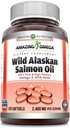 אומגה Wild אלסקה Salmon Oil (Omega-3, EPA / DHA) תוסף | 2400 Mg Per Serve | 120 Softgels