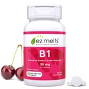 EZ Melts Dissolvable ויטמין B1 25 מ"ג, סוכר חינם, 45 ימים אספקה - 1 Pack