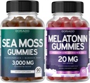 Irish Sea Moss (90 Gummies) Raw Seamoss עבור Thyroid, אנרגיה, Immune תמיכה מלטונין למבוגרים (180 הרוזן) Quick Dissolve Melatonin High Potency - מעורב ברי פלאמור - טבעוני בטוח ומיוצר בארה"ב