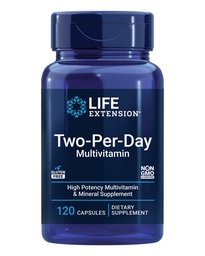 Life Extension Two-Per-Day Multivitamin, ויטמין B, C, D, אבץ, ארוז עם מעל 25 ויטמינים, מינרלים ומוצרים, 2-Month Supply, non-GMO, Gluten-Free, 120 קפסולות