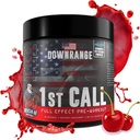 DownRange 1st Call PreWorkout אבקה, Preworkout for Men and Women, Amino Acid Betaine, Caffeine & More for Pump, Energy and Focus Support, 30 משרתים (Cherry Punch)