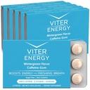 Viter Energy Caffeinated Gum 60mg Caffeine, B ויטמינים, Guarana, סוכר חינם (Wintergreen, 12pcs, 6 Pack)
