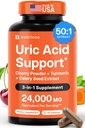 3 ב 1 Uric Acid Flush ניקוי - Tart Cherry Extract with Turmeric & Celery Seed תוסף פורge - רגליים ותמיכה משותפת - 60 קפסולות Veggie