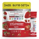 אבקת הידרציה, Strawberry Pack של 24 ערכות אבקה אלקטרוליטית, באופן טבעי פלברד Packets עבור מים, Fast Acting hydrote אלקטרוליטים עם ויטמין B & C, אנרגיה & התאוששות