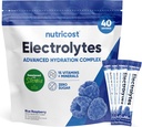 אבקת hydrotion Packets (כחול פטל, 40 משרתים) נמוך Calorie Keto אלקטרוליטים המתוקים עם Stevia - non-GMO, Gluten Free וסוכר חינם