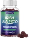 Irish Sea Mosss Gummies - עם Black Seed Elderberry Bladderwrack Burdock Turmeric אומגה 3 ויטמין C D3 Zinc - Seamoss תוספי עבור מבוגרים נשים גברים - סוכר ללא גלוטן חינם