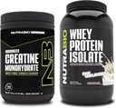 NutraBio Creatine Monohydrate, Unflavored, 300g ו Whey חלבונים Isolate, Unflavored, תוסף Bundle - שריר אנרגיה, Lean Growth, התאוששות וכוח