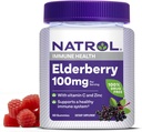 Natrol Elderberry 100 מ"ג חניכיים עבור תמיכה בריאות החיסון, 60 ברי-פלדורד חניכיים, 30 יום אספקה