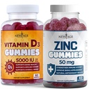 AGE Immune Defense Combo - 2 Pack - ויטמין D3 Gummies 5000 IU 125mcg & High Potency Zinc Gummies, Immune Booster 120 Count