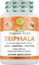 אורגני Veda Triphala אבקה 300 קפסולות, 1000 מ"ג - תוסף אורגני Triphala לניקוי קולון, Immune, Gut & Digestion Health - Whole Green Antioxidants Amla, Haraki & Bibhitaki - גלולות טבעוניות
