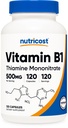 ויטמין B1 (Thiamine) 500 מ"ג, 120 קפסולות