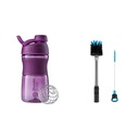 בלנדרBottle SportMixer Shaker Bottle Perfect for Protein Shakes and Pre Workout, 20Ounce, Plum & 2-in-1 Shaker Bottle ו-Strw ניקוי Brush, 1 Pack,Gray