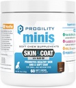 Nootie Progility Mini Skin & Coat for Small Dogs, שמן דגים תומך עור בריא וכובע, 60 צ'יפס רך לכל Container