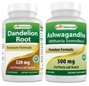 Best Naturals Dandelion Root 520 מ"ג ו- Ashwagandha לחלץ 500 מ"ג