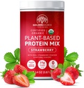 Strawberry - צמחייה מבוססת חלבון אבקת חלבון, חלבון ערבוב, אבקת חלבון עם ויטמינים ומינרלים, 20 גרם של חלבון, ופרופיל מלא Amino Acid, אבקת חלבון טבעוני