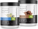 Bundle של אבקת חלבון מלאה Soylent, 30g חלבון שקד עבור צמיחה שרירים ושיקום, Zero Sugar, Gluten Free, טבעוני - וניל ושוקולד (שני 1.25LB Tubs)