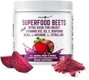 Superfood Beets אבקת, 10.59oz 40 משרתים - אבקת Beetroot אורגני Beet Root Band with Green Tea & Berry Flavor, Non-GMO, משקה מבוסס צמחי