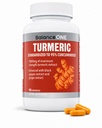 Balance One Turmeric Extract 1000 מ"ג עם Max Power 95% Curcuminoids - תוסף Turmeric Curcumin עבור תמיכה משותפת נוחות ואנטי-חמצן - ג'ינג'ר ו- BioPerine - 1 חודש אספקה
