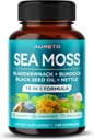 Premium Sea Mosss תוסף עם שמן Black Seed, Ashwagandha, Bladderwrack, Nettle- Advanced 18-in-1 Formula for Immunity Boosting, מינרלים-Rich - Made in the USA (150 (Pack of 1))