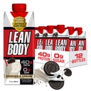 Lean Body Ready-to-Drink עוגיות וחלבון קרם שייק, 40g חלבון, Whey Bell, 0 Sugar, Gluten No, 22s & מינרלים, (Recyclable Carton & Lid - Pack of 12) LABRADA, 17 Fl Oz (Pack of 12)