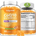2 Pack CoQ10 Gummies, Plus אומגה 3, ויטמין B3 ו- Zinc, Magnesium, 5X High Absorption Coenzyme Q10 תוספים, Q10 עבור Boost Energy, antioxidant & Brain, Peach Flavor, 120 Ctsssssor