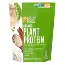 BetterBody Foods Organic Plant Based Protein Powder, 16g of Protein 24% DV, Vegan, Low Net Carbs, Gluten Free, Dairy Free, No Sugar Added, Soy Free, Non-GMO, 12.7 Ounces