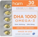 HAIM DHA 1000 אומגה 3 שמן דגים - 90% Purity עם 1000 מ"ג DHA, 50 מ"ג DPA - שמן דגים עתירי גבוה עבור המוח, עין & לב תמיכה - מקדם את סך הכל בריאות להתמקד - 1 Box, 60 Softgels