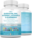 Quercetin 1000 מ"ג Zinc 50 מ"ג ויטמין C 1000 מ"ג ויטמין D 5000IU Immune System תומך תוספת עם Echinacea ג'ינג'ר Bromelain Sea Mos Garlic Nettle טבעוני קפסולות עבור גברים ונשים,60 ארה"ב