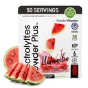 אבקת אלקטרוליטים פלוס (50 משרתים), 0 Calorie Keto, 0 סוכר, No Maltodextrin, 1000mg Potassium, 120 מ"ג Calcium, 120 מ"ג מגנזיום, אבקת הידרה (50 משרתים, Watermelon)