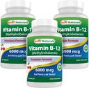 Best Naturals ויטמין B-12 כמו Methyylobalamin (Methyl B12, 6000 mcg 120 טבליות sublingual (120 Count)