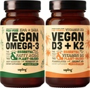 אומגה 3 & ויטמין D3 + K2 תוסף Bundle - Plant-based DHA & EPA Fatty Acids, 4000 IU ויטמין D3 ו 100mcg ויטמין K2 כמו Mk7