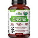 Zazzee USDA אורגני Red Panax גינזנג 20:1 לחלץ, 1000 מ"ג, 5% גינזנוסיידs, 120 קפסולות טבעוניות, סטנדרטיזציה ו ריכוז 20X שורש לחלץ, 100% צמחוני, All-Natural, מיוצר בארה"ב.
