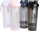 Smartshake Slim 4Pack חלבונים Shaker בקבוק 400 מ"ל | 13.5 oz - Storage Included - Leakהוכחה Screw-on Lid - BPA Free - Unisex - Black, White, Stormy Gray, כותנה ורודה