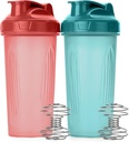 Mr. Pen- Shaker Bottles for Proteines, 28 oz, 2 Pack, Light Blue & Red, Protein Shaker Bottle with Wire Whisk Ball, בלנדר בקבוק