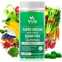 פירות אורגניים ללא סוכר, Super Greens ו- Veggies Gummies ירקות מזינים ובריאים, פירות וירקות לשיפור התחמושת, בריאות העור ואנרגיה בוסט 60 חניכיים טבעוניות