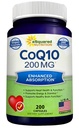 ASquared Nutrition CoQ10 (200 קפסולות ו 200 מ"ג) - High Absorption טבעוני CO Q-10 אבקה - Enzyme Ubiquinone גלולות, תוספת Antioxidant Coenzyme Q10 ויטמין, Coq 10 Alernative to Softgels
