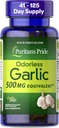 גאווה של Puritan's Pride Premium Odorless Garlic 500 מ"ג, תוספת דיאטנית מסורתית לבריאות הלב ותמיכה ב- Antioxidant Properties, 250 Softgels שחרור מהיר