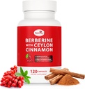 תוספת ברברין עם Ceylon Cinnamon, Licorice Extract, Berberine 6X for Healthy Weight Management, Metabolism and Immune Support (120 קפסולות)