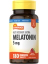 Sundance Melatonin 5 מ"ג טבליות | 180 Vegetarian Count | Fast Dissolve | Natural Bre Flavor | Vegetarian, non-GMO ו- Gluten Free Supplement