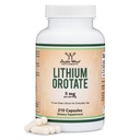 Lithium Orotate 5mg of Elemental Lithium for Cognition and Brain Health, 210 קפסולות (המפלגה השלישית נבדקה, טבעוני בטוח, non-GMO) על ידי תוספי עץ כפול