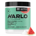 Harlo - Watermelon Salt Electrolyte Drink Mix w/Bovine Collagen & Creatine - Creatine Monohydrate אבקת - אבקת משקאות אנרגיה - אבקת טרום עבודה - משקאות אנרגיה חינם סוכר - Post Workout Recovery