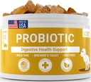 פרוביוטיקה לכלבים - תמיכה בבריאות Gut & Digestive, Immune Support - All Nautral Prebiotics, סיבים, Enzymes for Gut Plora - Diarrhea & Bowel Support - בייקון פלאמור, 120 צ'אדות, על ידי Lollitin
