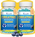 2 Pack Creatine Monohydrate חניכיים עבור נשים וגברים, סוכר חינם קריאטין תוספת לבנות שרירים, להגדיל אנרגיה וכוח, Blueberry Flavor, 120 הרוזן