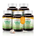 Lovita Odorless Garlic כמוסות, 5000 מ"ג חדש Garlic Equivalent, 1.25% Allicin Extract, תומך הלב, לחץ דם, כולסטרול מערכת החיסון, Non-GMO, Gluten-Free, 300 קפסולות טבעוניות