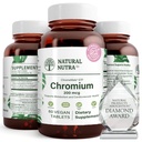 טבעי Nutra GTF Chromium Polynicotinate עם ChromeMate, תומך מטבוליזם הגוף, לקדם בריאות גוף, בריאות קרדיווסקולרי 200 mcg, 60 טבליות טבעוניות